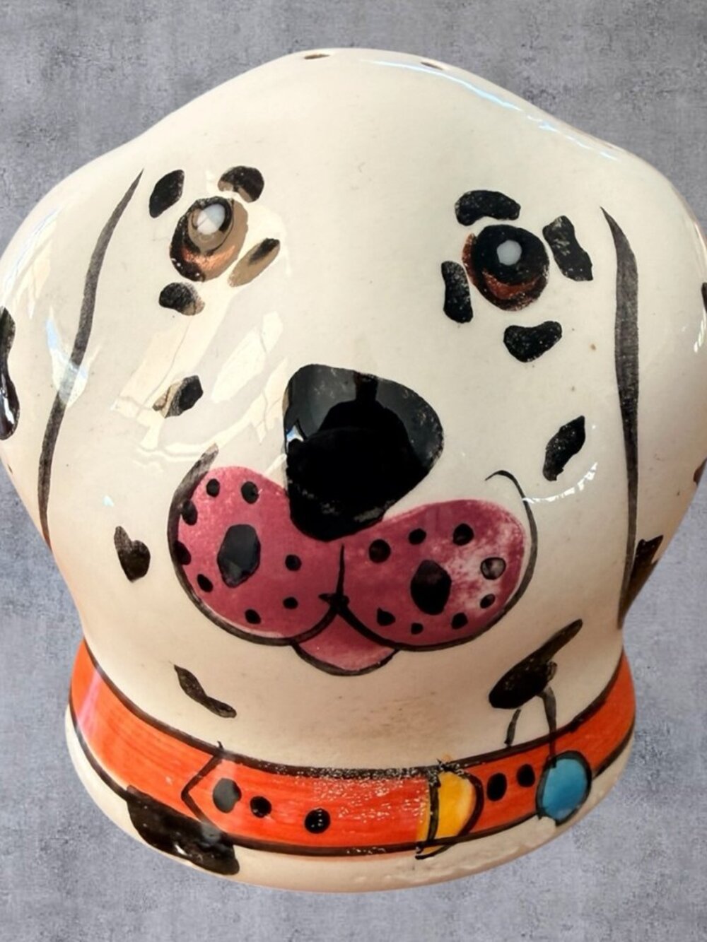 Vintage Dalmatian Dog Head Ceramic Salt Pepper Shaker Figurine Single
